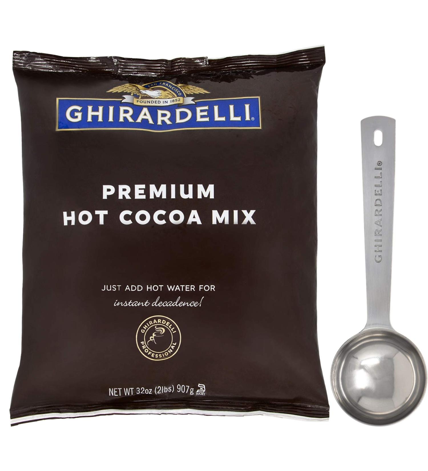 Ghirardelli Chocolate Premium Hot Cocoa 2 lb Pouch with Barista Spoon - Indulge in Luxurious Flavor - Buy Online on GoSupps.com