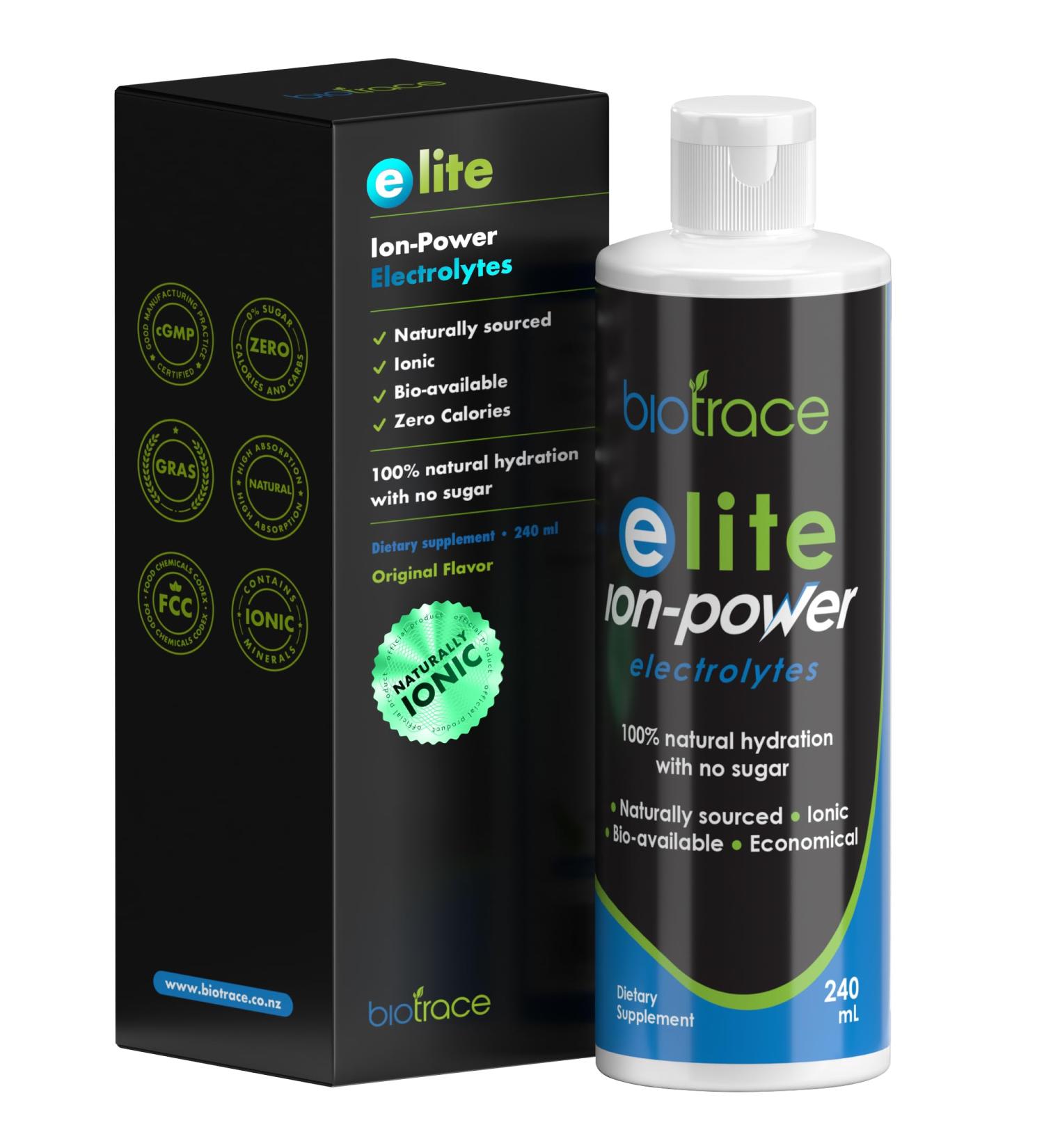 BioTrace Elite Ionic Electrolyte Drops | 0 Calories 0 Sugar 0 Carbs | Rapid Hydration Stamina Energy Muscle Recovery | Trace Minerals Electrolytes | 30%+ More Potassium Magnesium Chloride | 8 fl oz Unflavored 8.0 - Buy Online on GoSupps.com