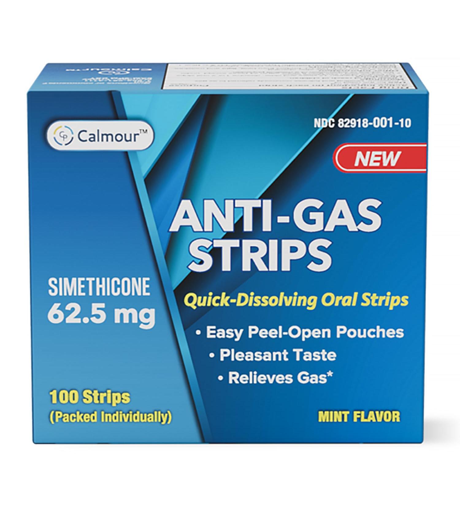 Anti Gas Relief Strips - 100 Mint Flavor Dissolvable Strips | Fast Bloating & Gas Relief for Adults & Women | Simethicone Formula - Buy Online on GoSupps.com