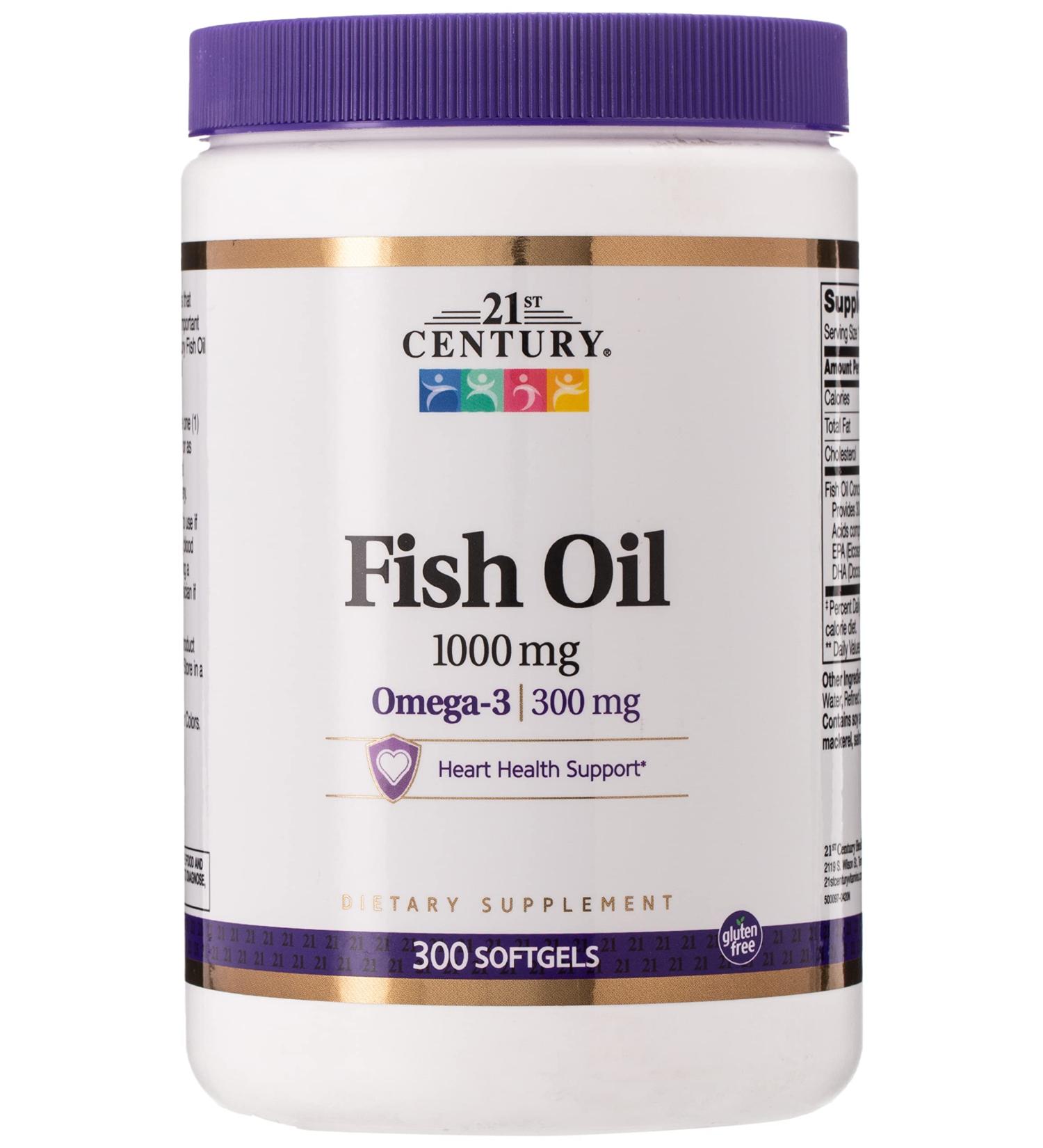 21st Century Fish Oil 1000 mg - 300 Softgels for Heart & Joint Health - Buy Online on GoSupps.com