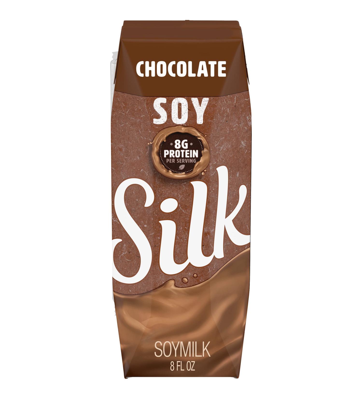 Chocolate Silk Shelf-Stable Soy Milk Singles - 8 Fl oz (Pack of 18) | Dairy-Free, Vegan, Non-GMO Project Verified - Buy Online on GoSupps.com