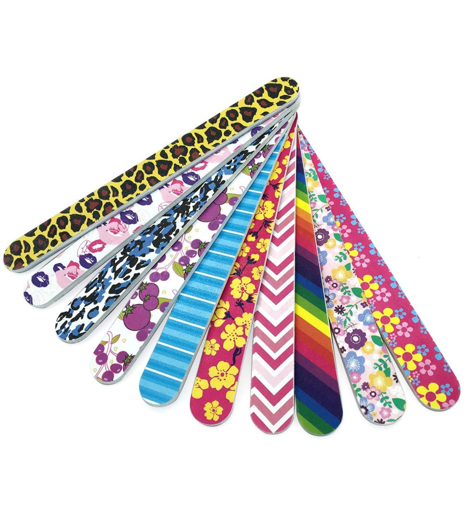 10PCS Professional Double-Sided Emery Boards Nail Files Set for Natural and Artificial Nails - Ideal for Gel Polished Removal, Thick Toenails, and Manicure Treatments - Random Styles - Women and Girls - Buy Online on GoSupps.com