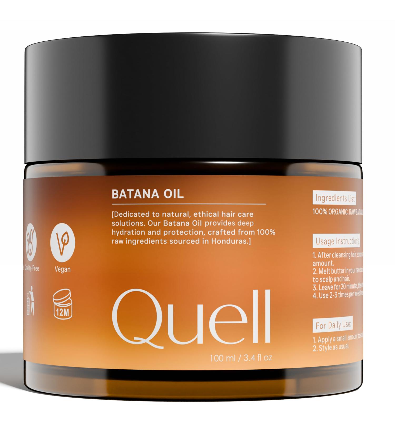 Quell Batana Oil for Hair Growth - Dr. Sebi 100ml | Raw Vitamin-Packed Oil for Damaged Hair & Skin | Smooth Texture & Encourages New Growth - Unscented All Hair Types - Buy Online on GoSupps.com