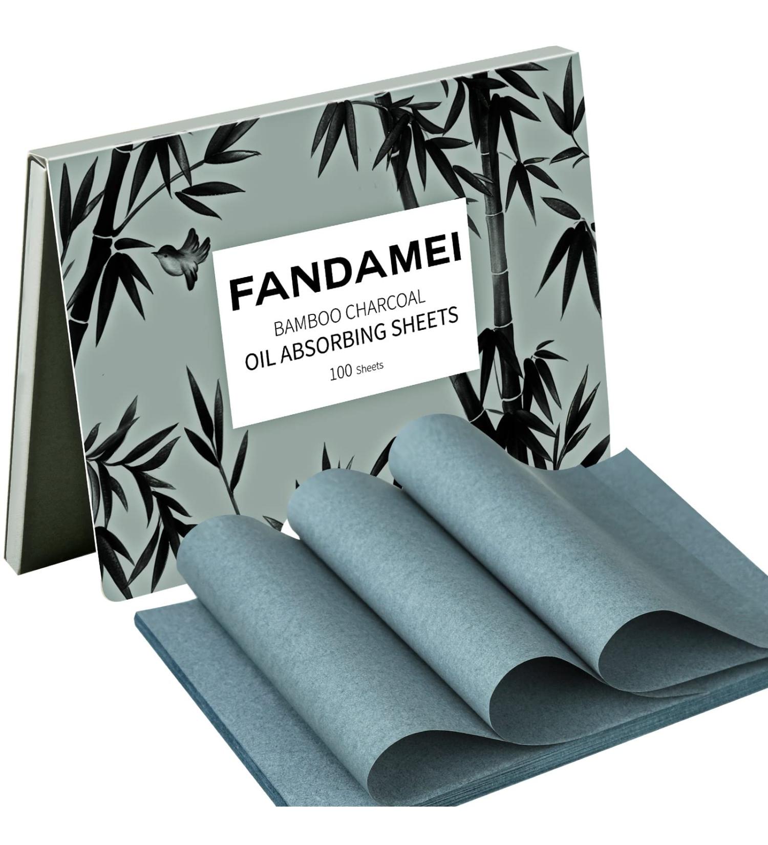 FANDAMEI 100 Counts Bamboo Charcoal Oil Absorbing Sheets for Oily Skin - Oil Control Film for Shine-Free Face, Pack of 1 - Buy Online on GoSupps.com