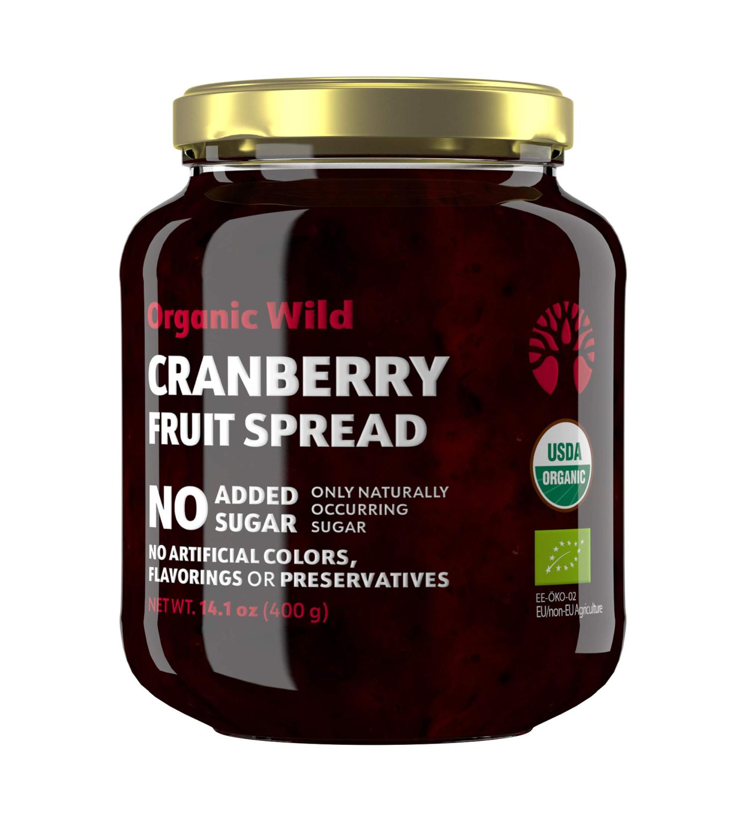 LOOV Organic Wild Cranberry Jam - 14.1 oz | Vegan Fruit Spread with Whole Nordic Cranberries | No Sugar Added - Buy Online on GoSupps.com