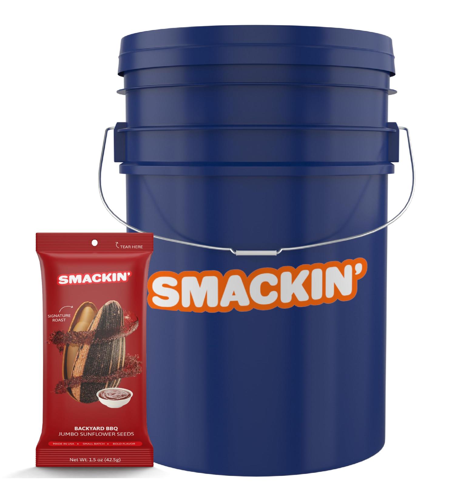 SMACKIN' Sunflower Seeds | Roasted Jumbo Sunflower Seeds | 54 Bag Seed Bucket | 1.5 Ounce Flavored Sunflower Seeds | Small-Batch American Made Sunflower Seeds (Backyard BBQ) - Buy Online on GoSupps.com