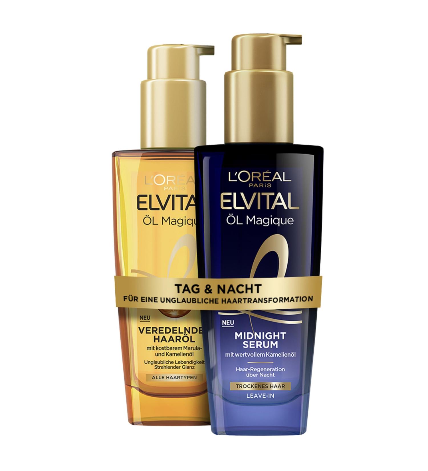 L'Or al Paris Elvital Oil Magique - Day & Night Hair Routine for Frizz Control & Heat Protection | 6 Flower Oils | International Shipping - Buy Online on GoSupps.com