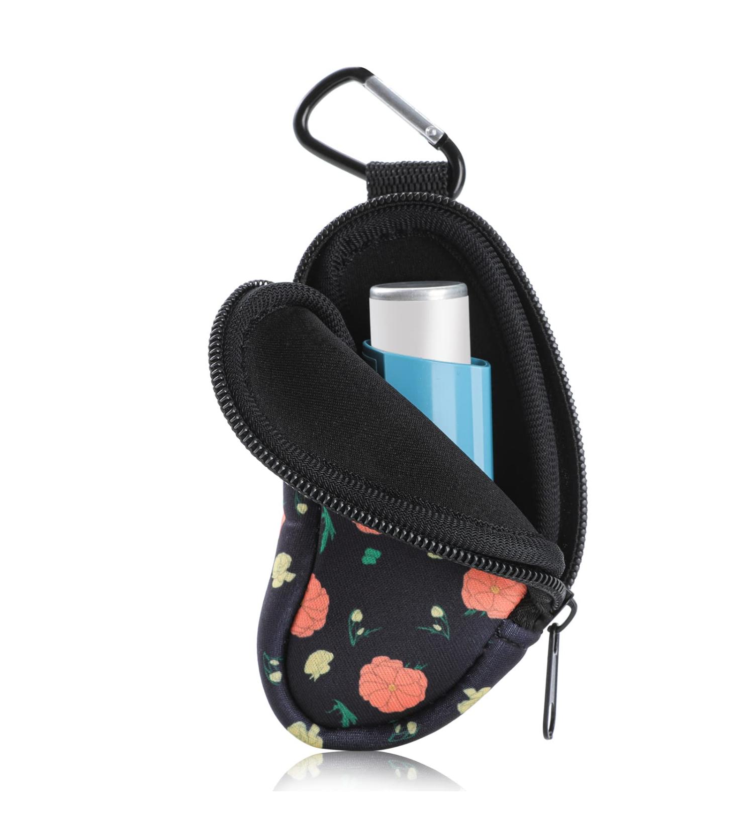 Neoprene Asthma Inhaler Holder Travel Bag - Fits L-Shaped Inhaler - Flower Design - Inhaler Not Included - Buy Online on GoSupps.com