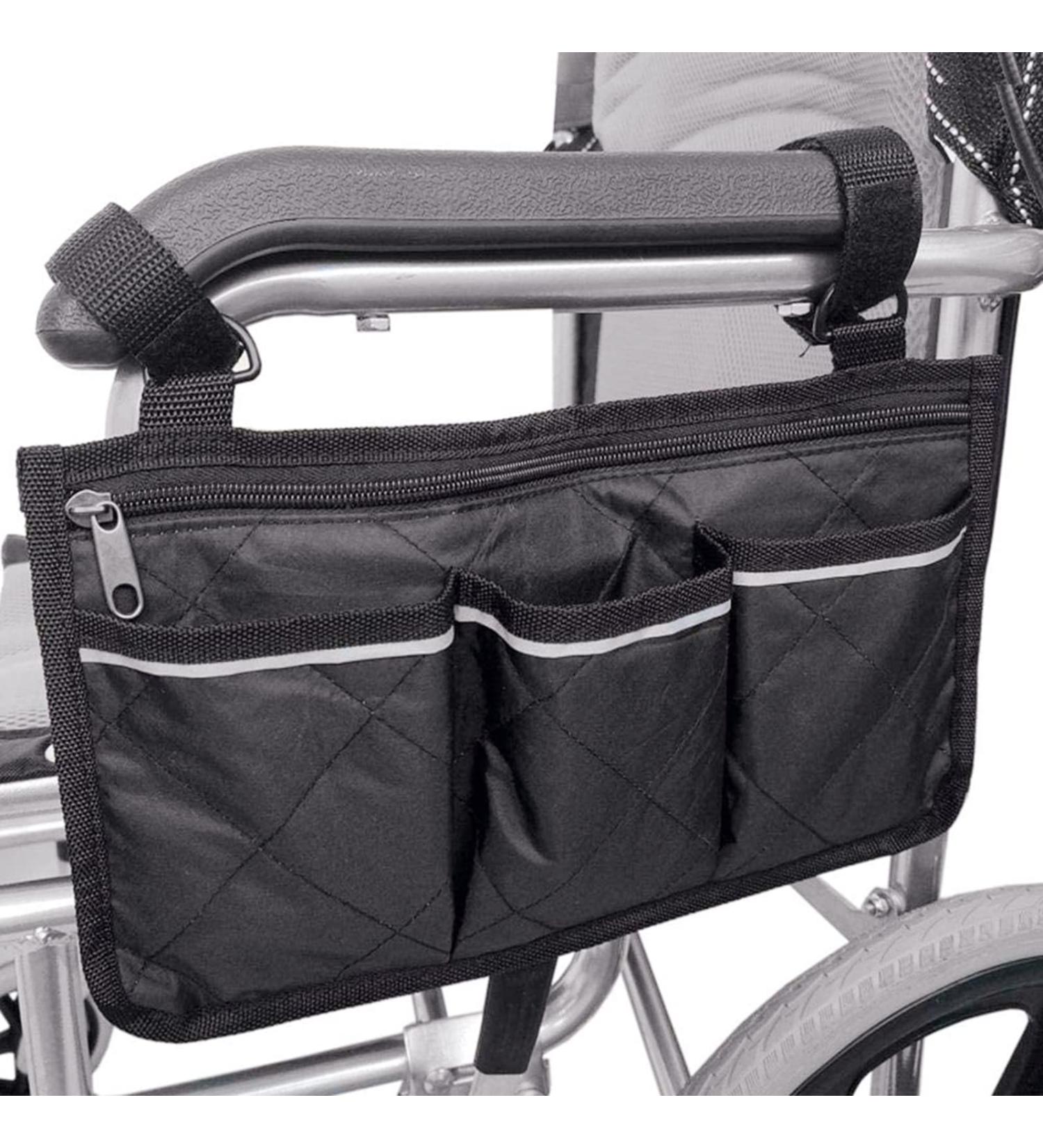 Wheelchair Side Organizer Storage Bag with Reflective Stripe and 4 Pockets 12.7"x7"Waterproof Wheelchair Armrest Bag Pouch for Manual and Electric Wheelchairs Walkers Rollators - Buy Online on GoSupps.com