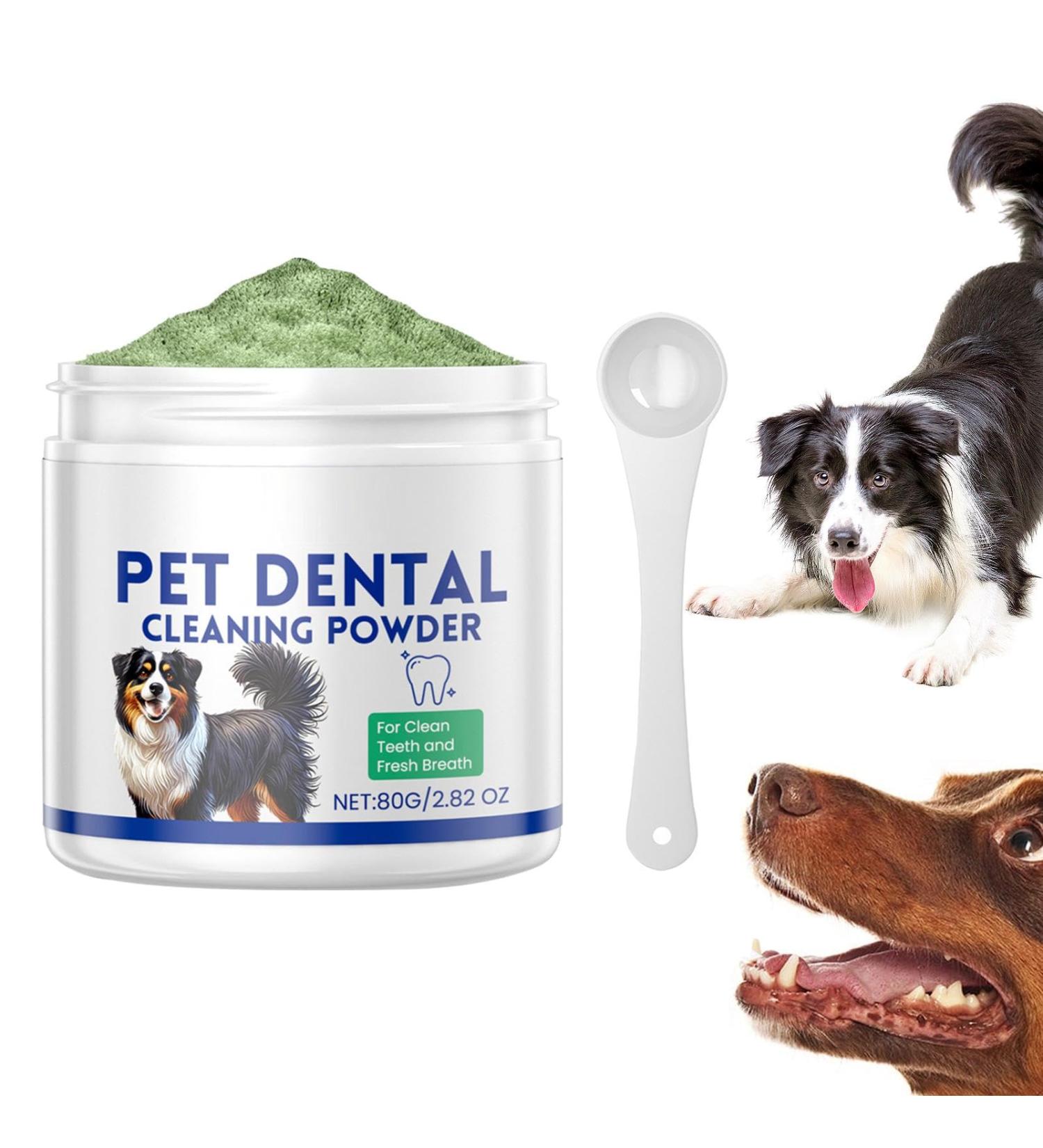 Dog Teeth Cleaning Powder | 80g Natural Plant Extract Teeth Cleaning Powder | Dog Breath Freshener Teeth Care Products Safe Plaqueoff Powder for All Dog Types - Buy Online on GoSupps.com