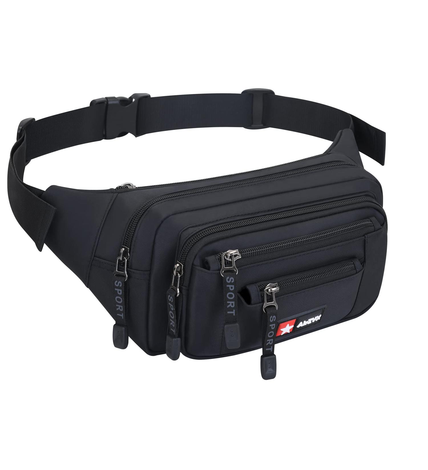 Airzyx Waterproof Belt Pocket - Multifunctional Hip Bag for Travel & Hiking | Unisex Black Outdoor Waist Pack - Buy Online on GoSupps.com