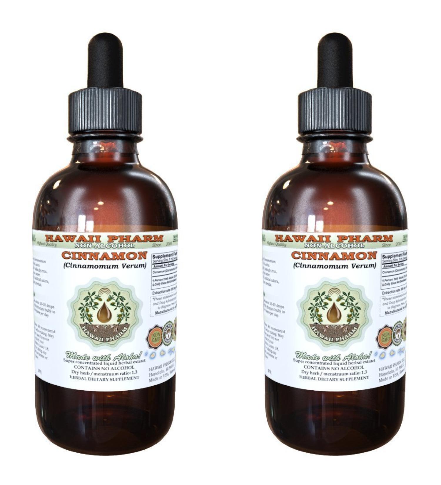 Cinnamon Alcohol-Free Liquid Extract Cinnamon (Cinnamomum Verum) Dried Bark Glycerite Hawaii Pharm Natural Herbal Supplement 2x2 oz 4 Fl Oz (Pack of 1) - Buy Online on GoSupps.com