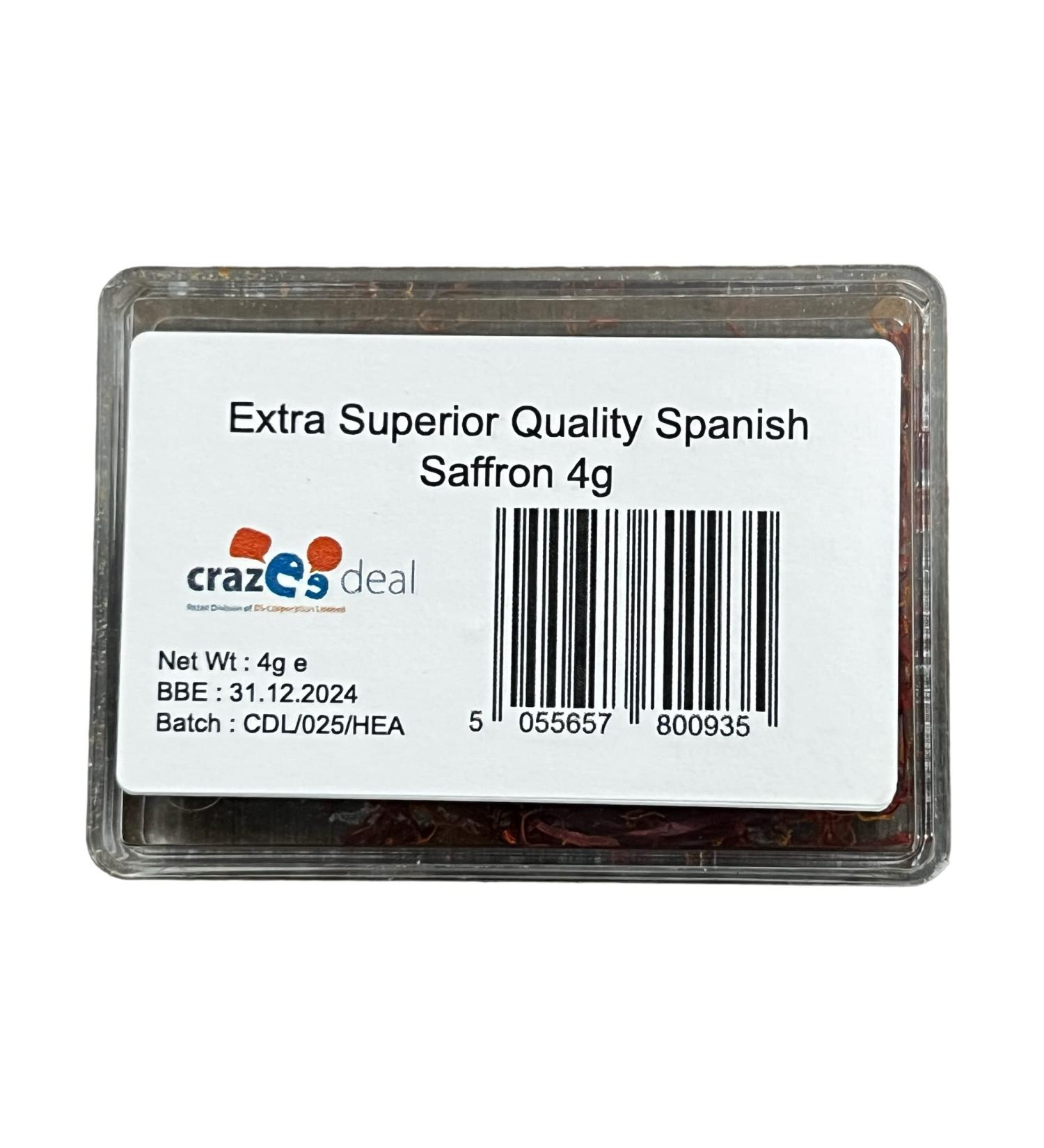 Crazee Deal | Extra Superior Pure Spanish Saffron Strands 4g | Azafran | Zaffron | Mancha