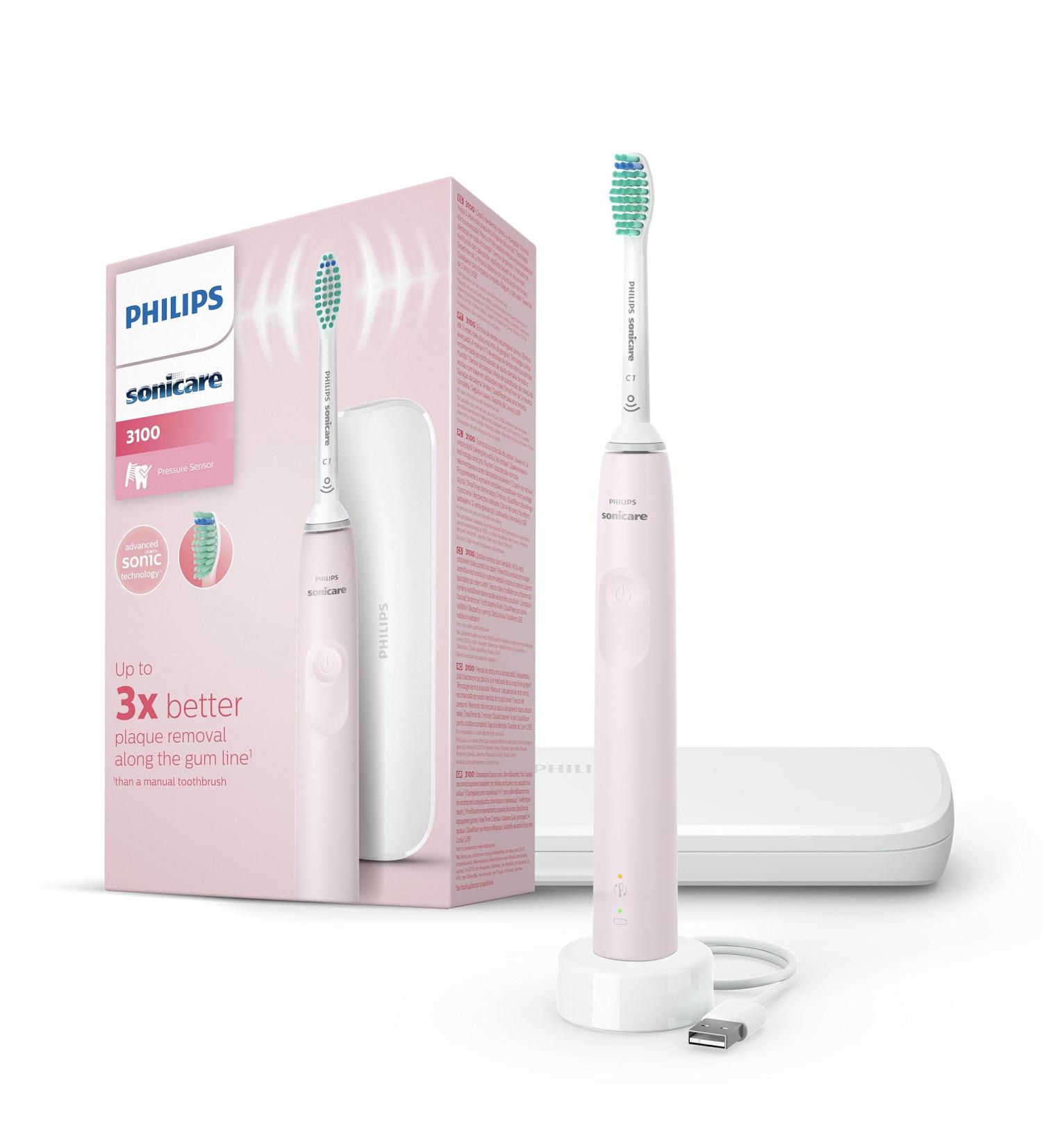 Philips Sonicare 3100 Series Electric Toothbrush | Pressure Sensor, BrushSync Reminder | HX3673/11 Sugar Rose - Buy Online on GoSupps.com