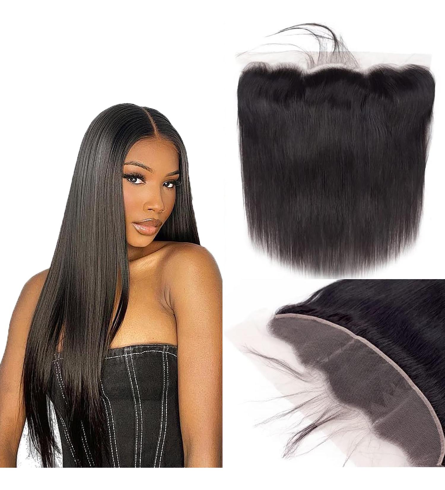 Frontal 13x4 Lace Straight HD Lace Frontal Transparent Lace Closure Human Hair Frontal Closure Pre Plucked with Natural Hairline Ear to Ear Natural Color Brazilian Hair for Women 14 Inch 14 Inch 13x4 Lace Closure - Buy Online on GoSupps.com