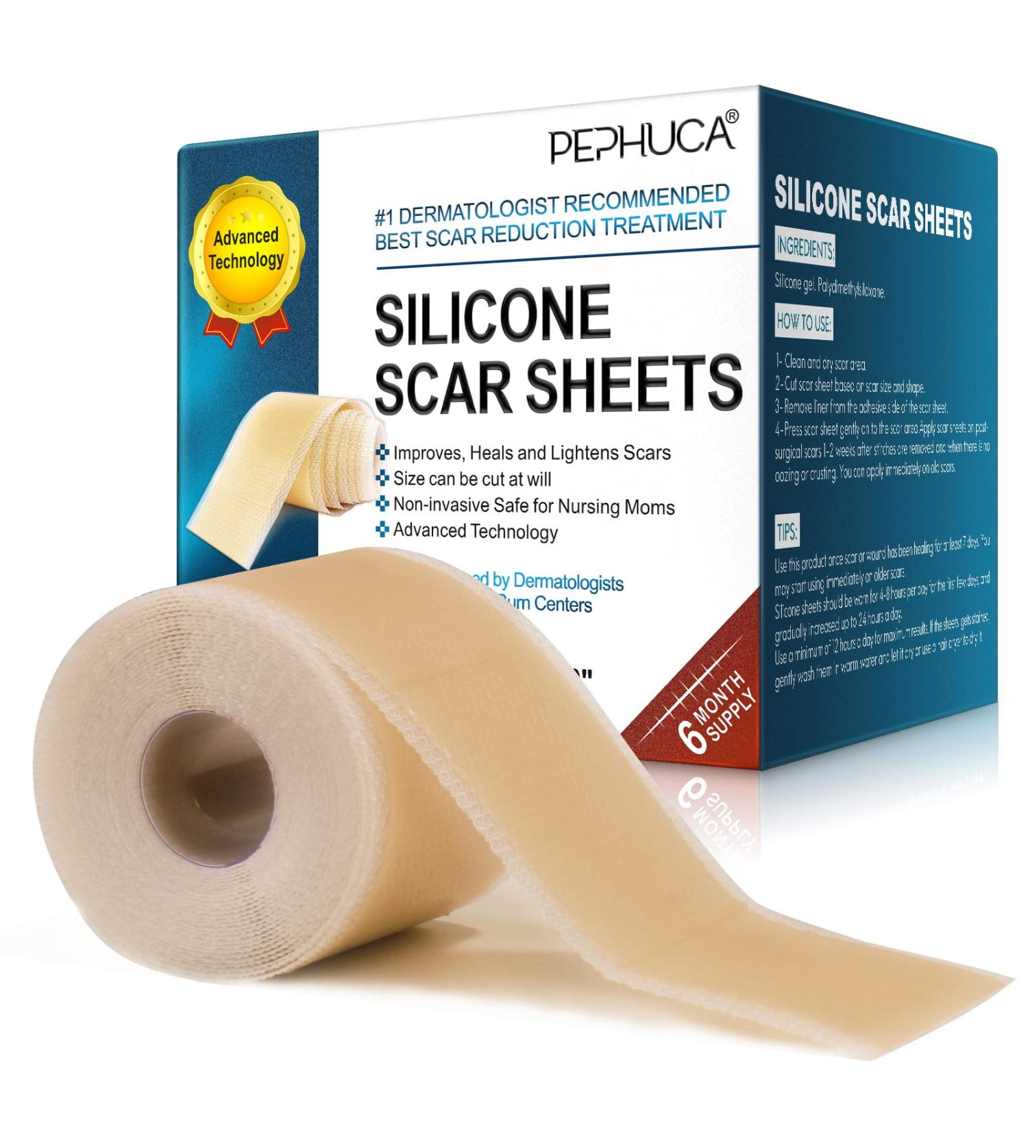 Medical Grade Silicone Scar Sheets - Reusable Gel Tape for Effective Scar Removal - 120x1.6 Roll, Skin Color - Buy Online on GoSupps.com