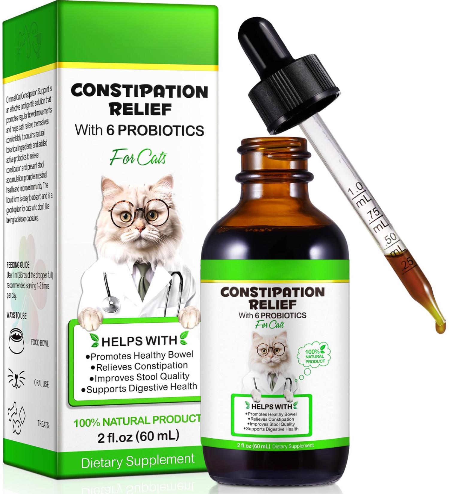 Cat Constipation Relief Cat Laxative Constipation Relief for Cats Stool Softeners Cat Probiotics for Indoor Cats Promotes Digestive Health 2 Fl.oz - Buy Online on GoSupps.com