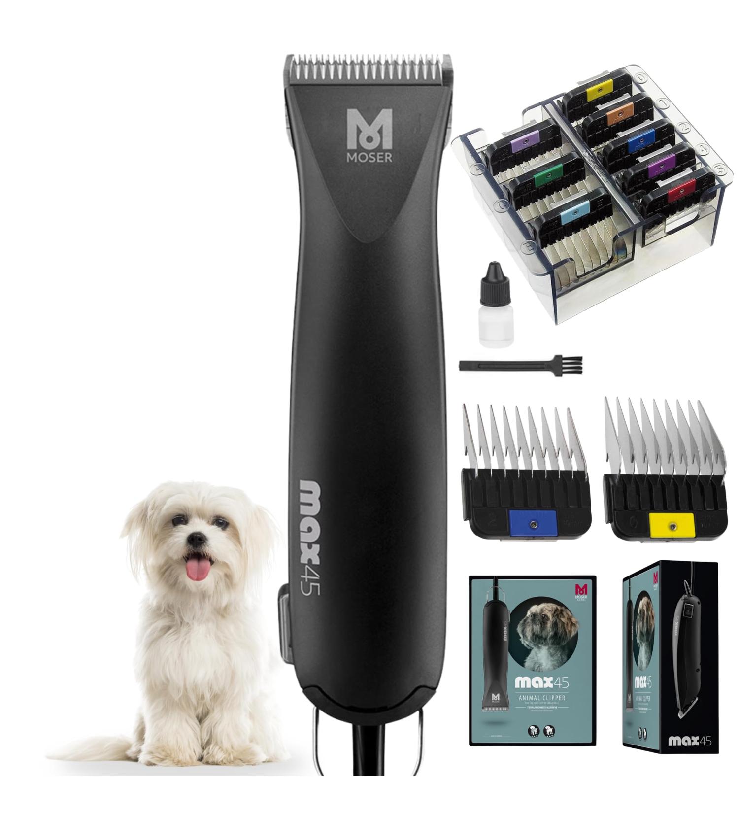 Moser Max 45 Dog Clipper - Powerful 2-Speed Animal Hair Cutter & Trimmer - Includes Plug-In Comb Set - Perfect for Dogs & Cats - Buy Online on GoSupps.com