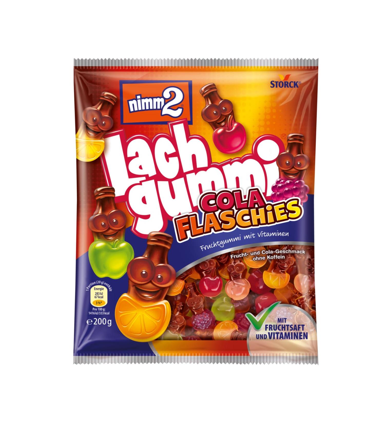 GEIMM2 LachGummi Cola Flaschies - 200g Fruit Gum with Cola & Fruit Taste | Juicy Candy with Vitamins - International Shipping Available - Buy Online on GoSupps.com