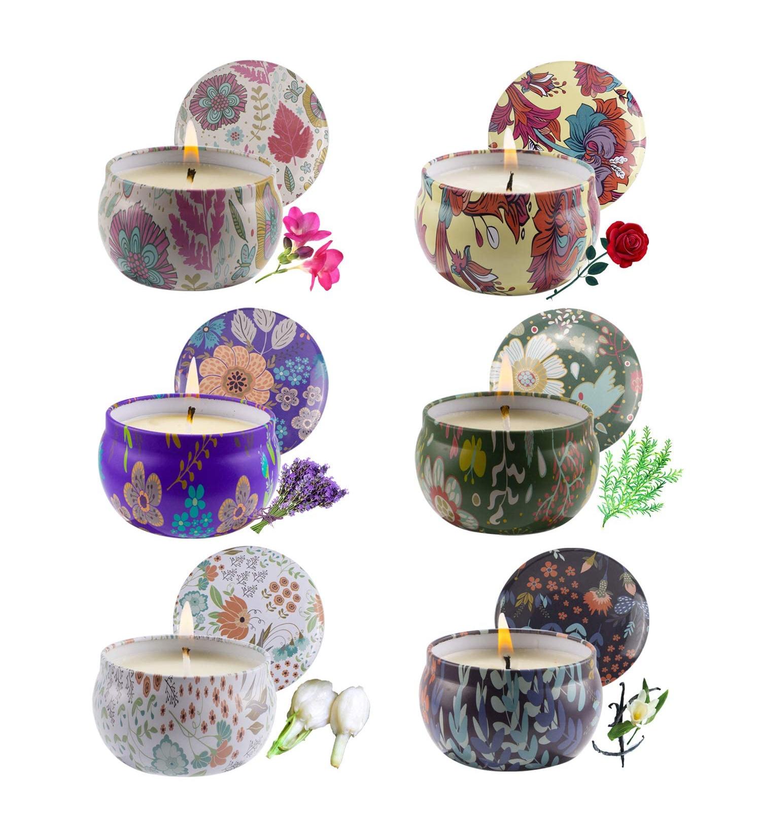 Forest Scented Soy Aromatherapy Candles Set - Stress Relief, Relaxing Aroma for Home, Bath, Yoga - 6 Travel Tins (Bohemian Collection) - Buy Online on GoSupps.com