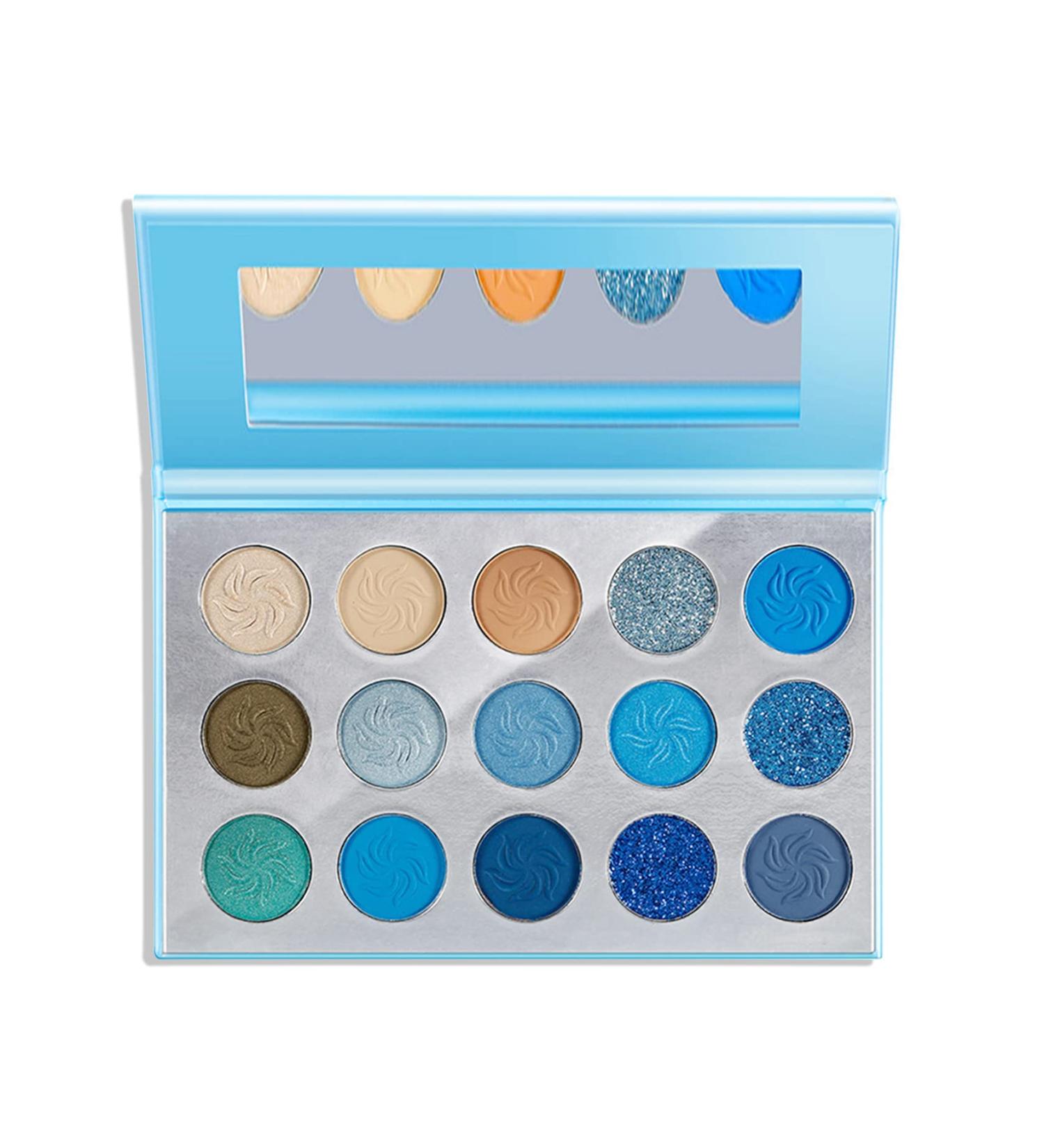 QIUFSSE Blue Eyeshadow Palette - 15 Colors Matte Glitter Blendable Eye Shadow Set for Women | Long Lasting Metallic Shades | Christmas Gift Idea - Buy Online on GoSupps.com