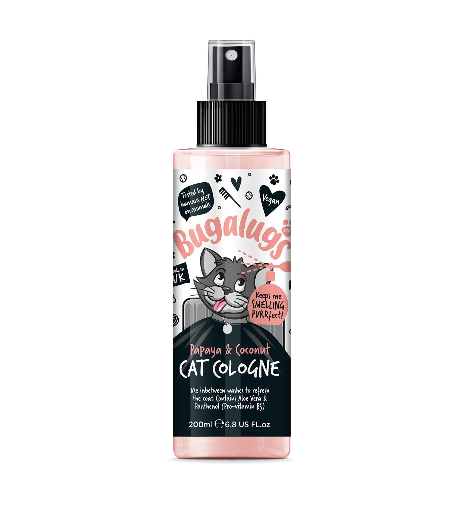 Bugalugs Cat Cologne Papaya & Coconut perfume. Leave in spray to condition nourish and hydrate skin and coat. Professional cat cleaning and grooming formula use alongside cat shampoo (Cologne) - Buy Online on GoSupps.com