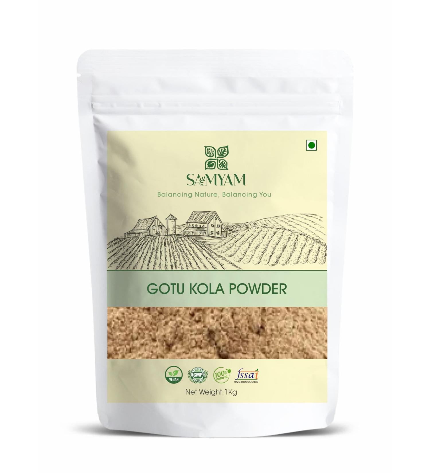 SAMYAM Gotu Kola Powder - 1Kg Pack | Centella asiatica Herbal Supplement for Stress and Concentration