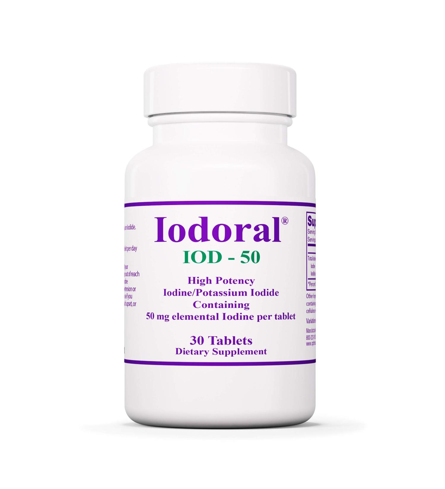 Optimox Iodoral 50mg - High Potency Lugol Solution Iodine Supplement - 30 Tablets - Energy & Thyroid Support - Buy Online on GoSupps.com