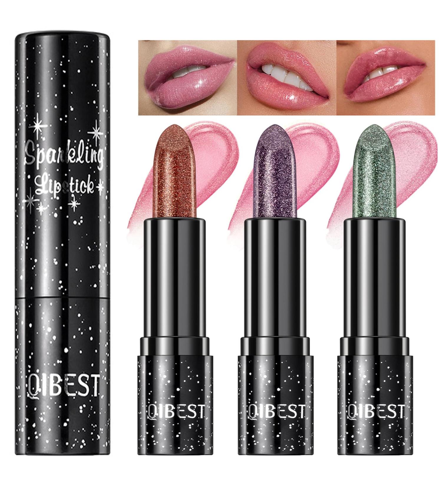 Buy 3 Colors Color Changing Lipstick Set | pH Reactive Moisturizing Glitter Lip Balm | Long Lasting Waterproof Matte Tinted Lipstick for All-Day Hydration - Buy Online on GoSupps.com