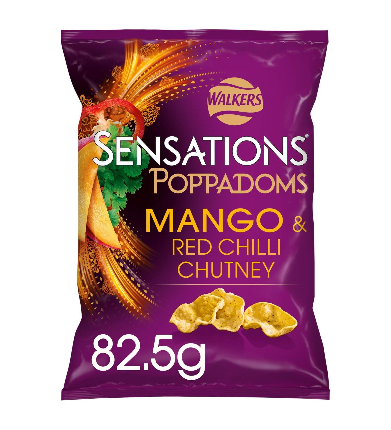 Sensations Mango & Red Chilli Chutney Poppadoms 82.5g - Authentic Indian Snack - Buy Online on GoSupps.com