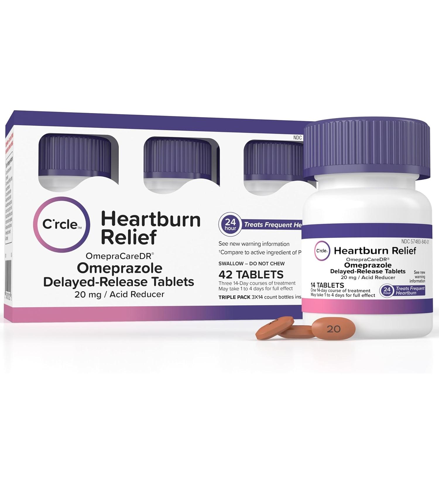 OmepraCareDR 20mg Acid Reducer for Heartburn | 42 Tablets | 3-Pack Carton | Delayed-Release Formula - Buy Online on GoSupps.com