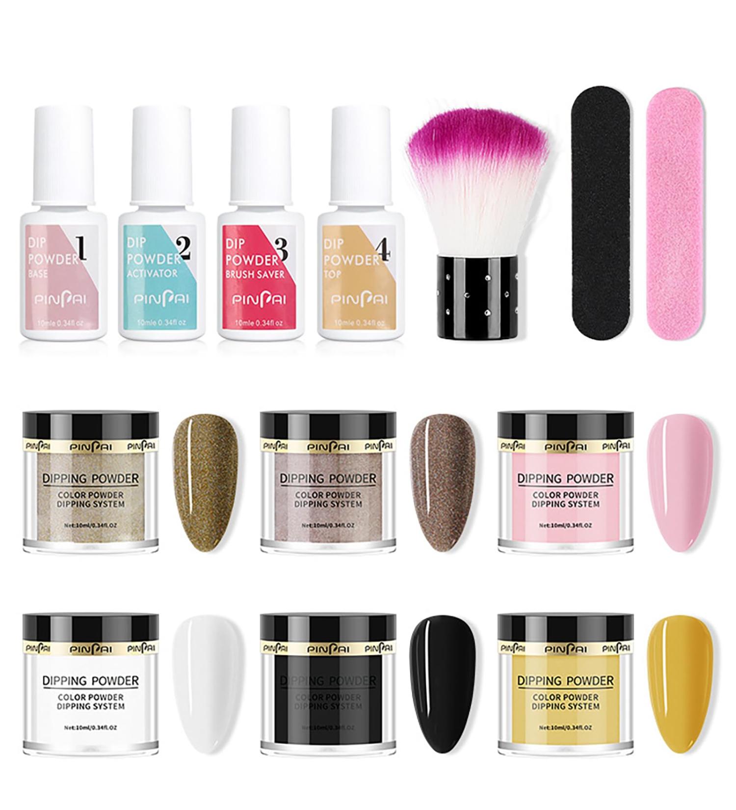Roseflower Dipping Powder Nails Kit - 6 Colors Nude Dip Powder with Base & Top Coat - DIY Home Manicure - Fast International Shipping - Buy Online on GoSupps.com