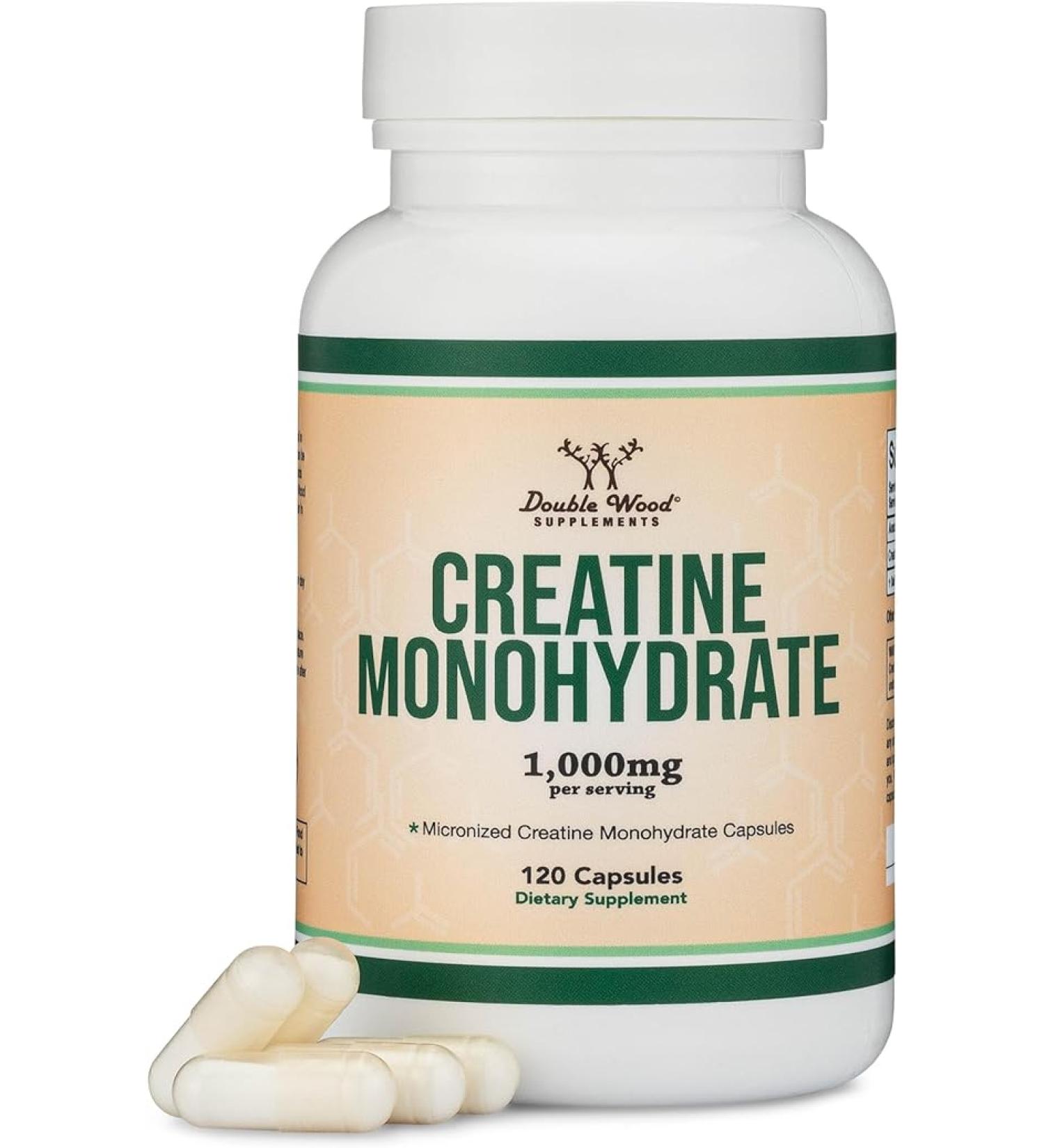 Double Wood Creatine Pills 1000mg (120 Capsules) - Micronized Monohydrate Powder  Vegan  Non-Stim Preworkout - Buy Online on GoSupps.com