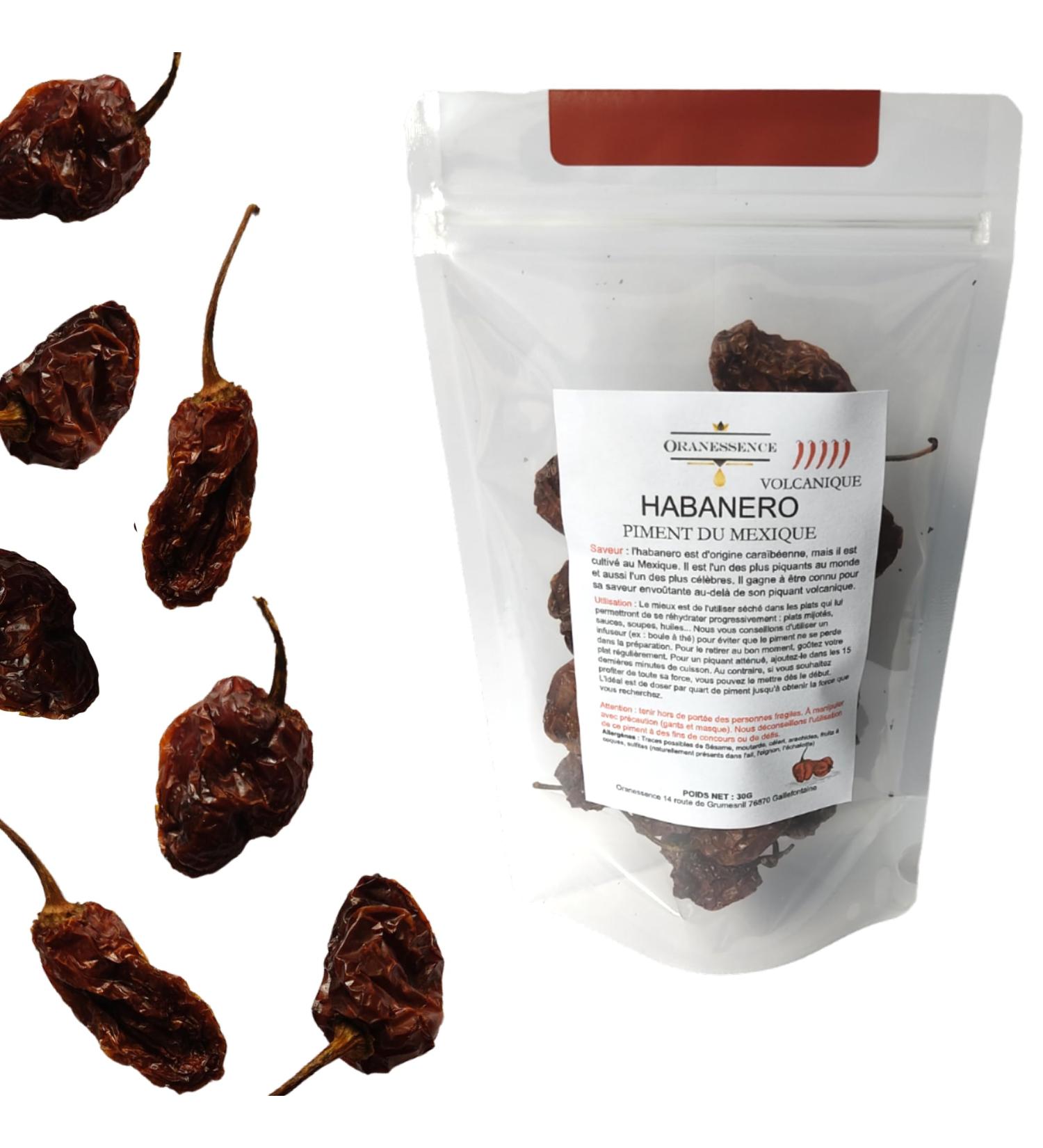 Habanero Pepper (30g) - Whole - Hand-picked in Normandy - non-irradiated