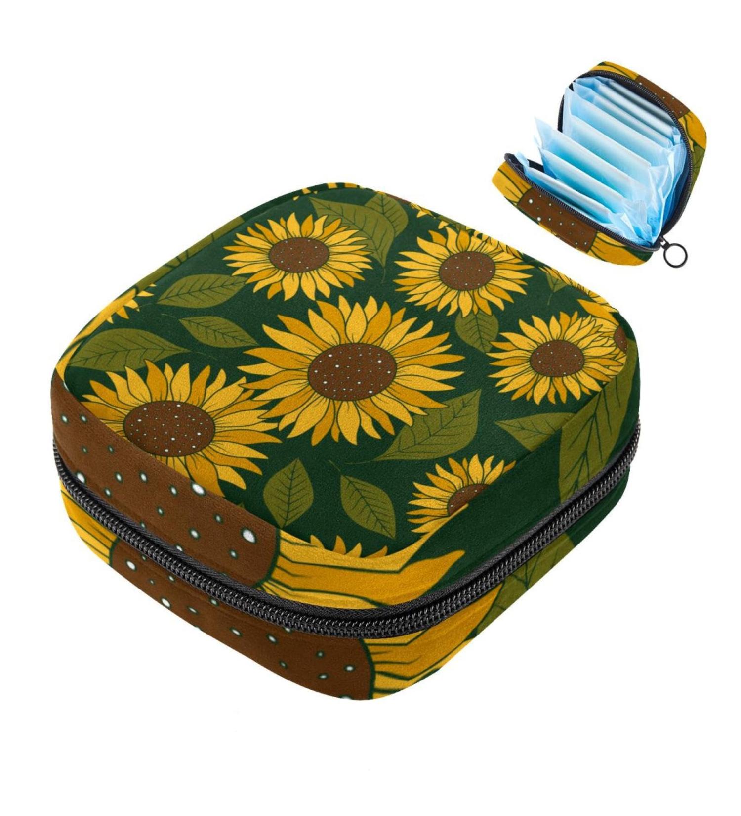 Portable Storage Bags for Women's Bandages & Menstrual Products | Sunflower Design for School & Office - Buy Online on GoSupps.com