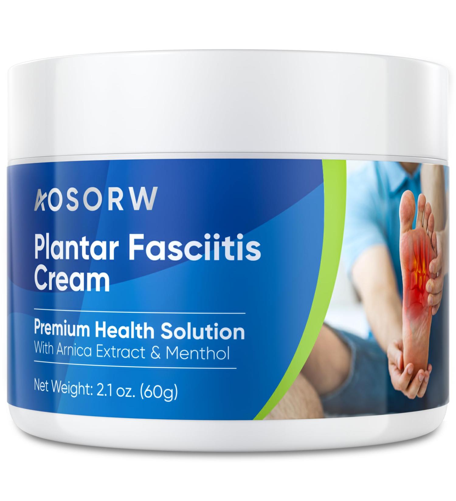 AOSORW Plantar Fasciitis Relief Cream - Natural Herbal Formula for Foot Heel Spur Ankle Leg & Hand Discomfort - Premium Health Care Products - 60g / 2.1 Oz (Pack of 1) - Buy Online on GoSupps.com