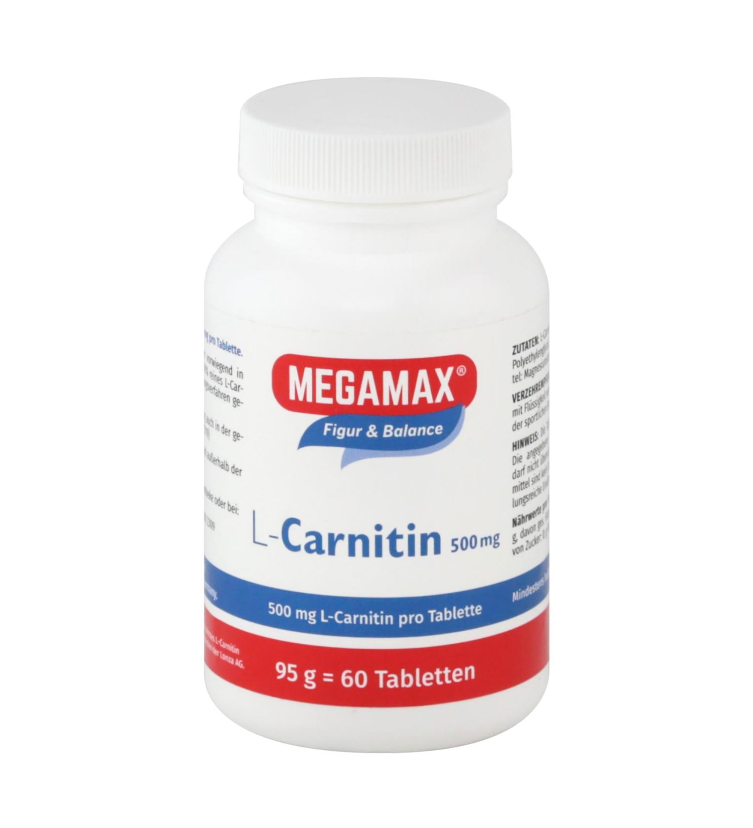 Buy MEGAMAX L-Carnitine 500 mg Tablets - 60 Pieces | Best Price Fast International Shipping - Buy Online on GoSupps.com