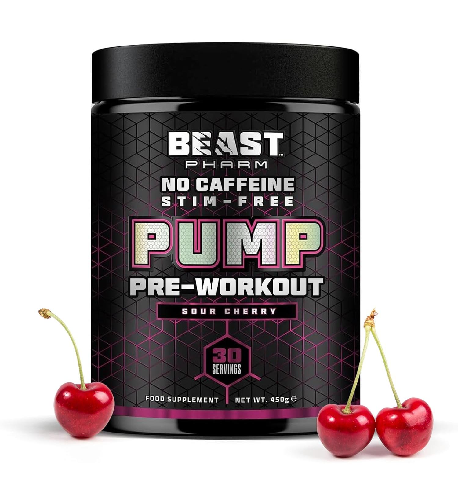 Beast Pharm Stim Free Pre Workout Powder Eddie Hall's Pump 30 Servings - Sour Cherry - Buy Online on GoSupps.com
