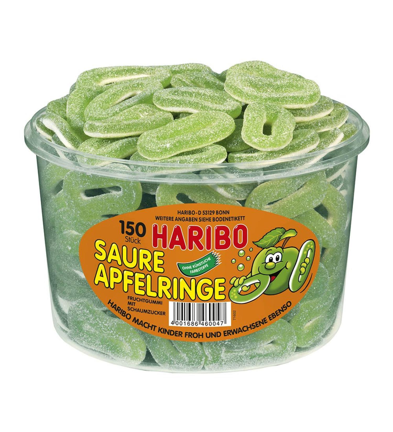 Haribo Sour Apple Rings 1 pack (1 x 1.2 kg can) 1.2 kg (1 pack)