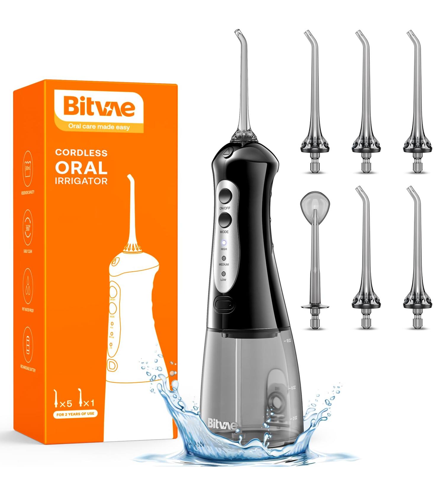 Buy Bitvae Cordless Water Flosser for Teeth 6 Jet Tips 3 Modes Ultra-Fine Stream Easy to Use - Optimal Oral Care Solution - Buy Online on GoSupps.com