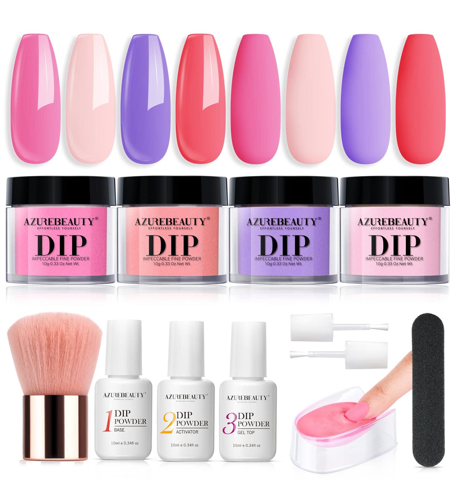 AZUREBEAUTY Spring Dip Powder Nail Starter Kit - 4 Colors Portable Dipping Set - French Nail Art Essential Liquid Manicure - No Lamp Needed - Vitality Girl - Buy Online on GoSupps.com