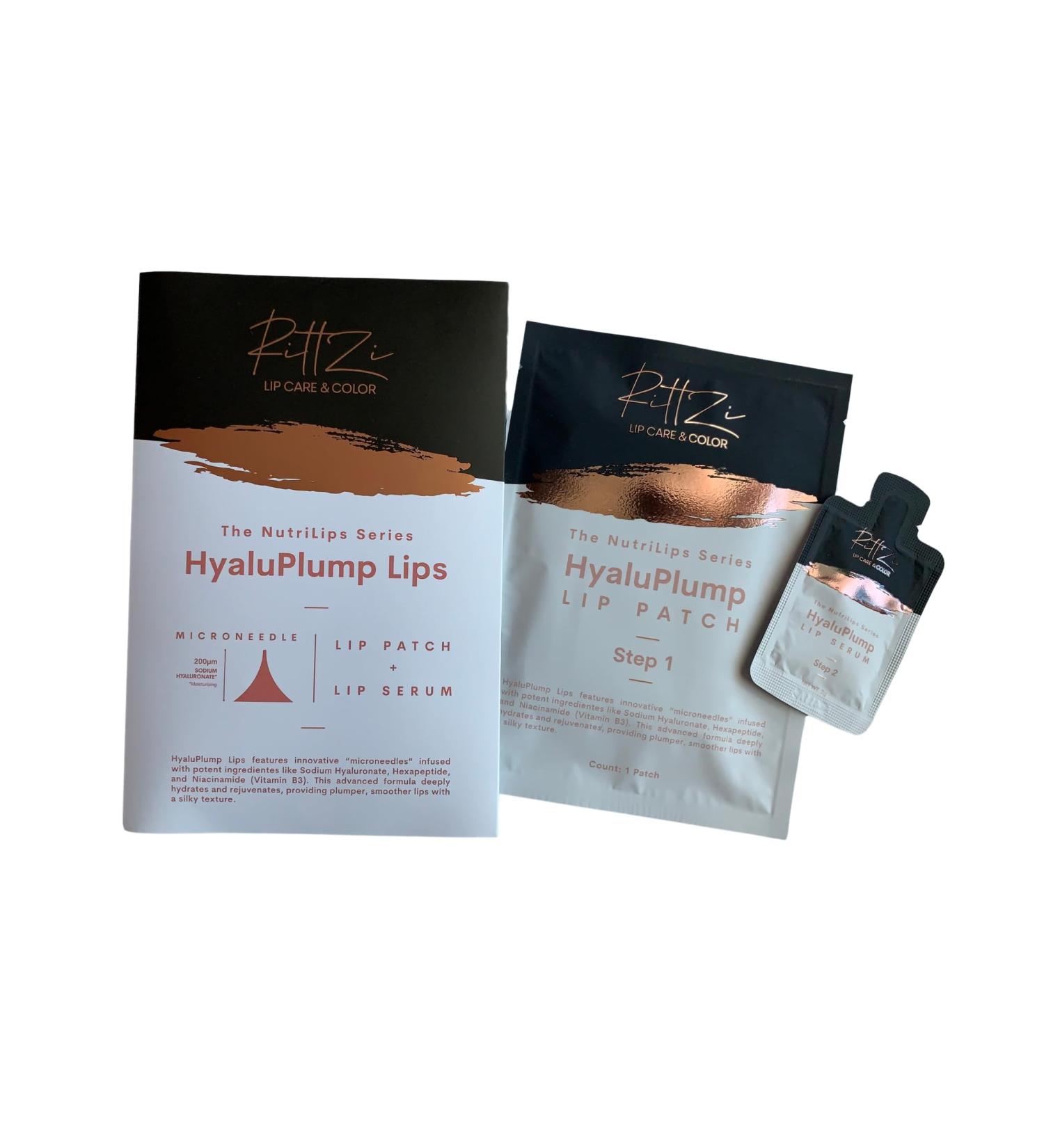 RittZi HyaluPlump Lips Innovative Two-Step Lip Care System Featuring 800 Self-Dissolving Microneedles made from Sodium Hyaluronate Niacinamide and Peptides - Buy Online on GoSupps.com