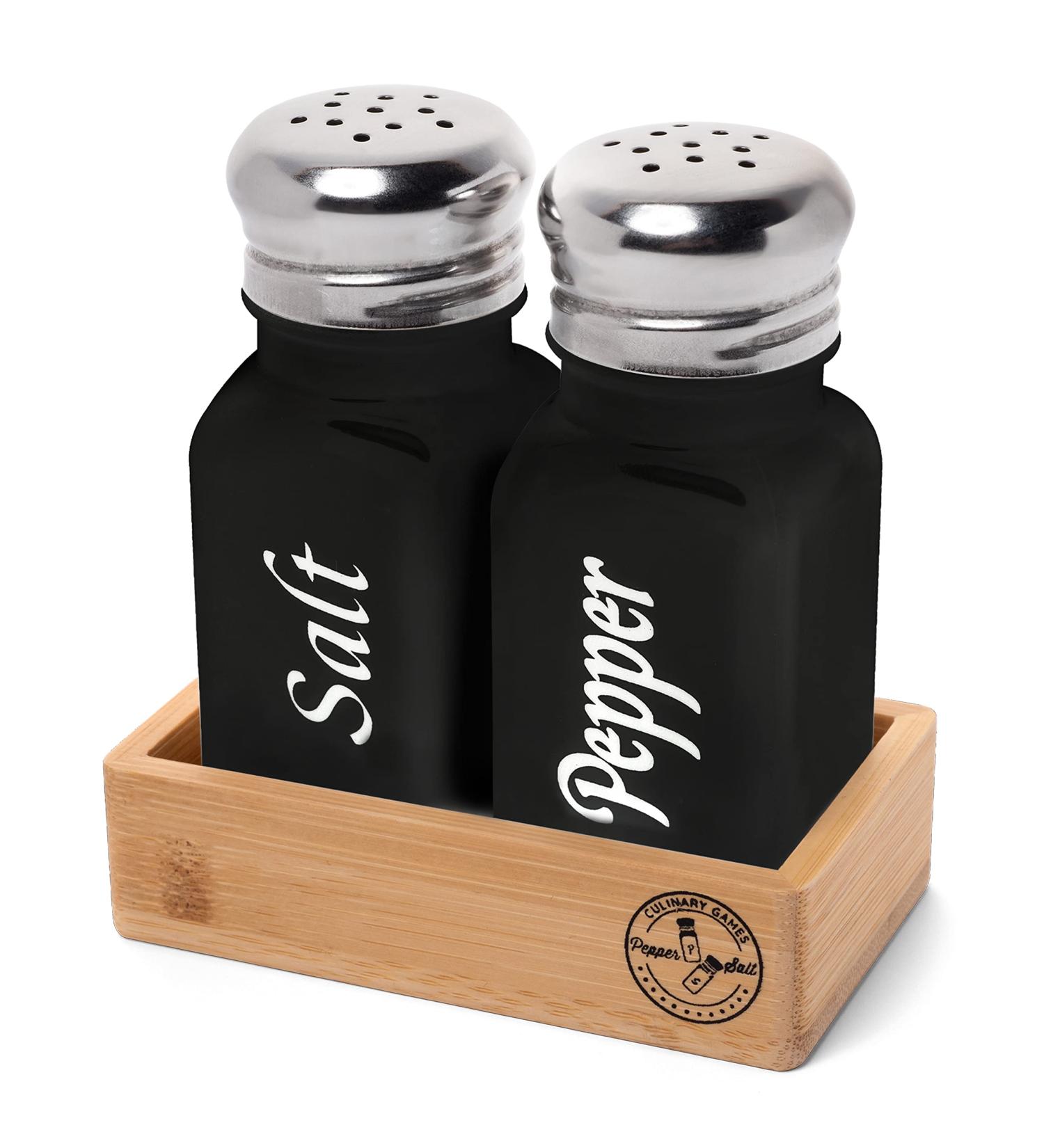 Glass Farmhouse Salt and Pepper Shakers Set - Rustic Black Kitchen Decor - Ideal for Home, Restaurant, or Wedding Gifts - Buy Online on GoSupps.com