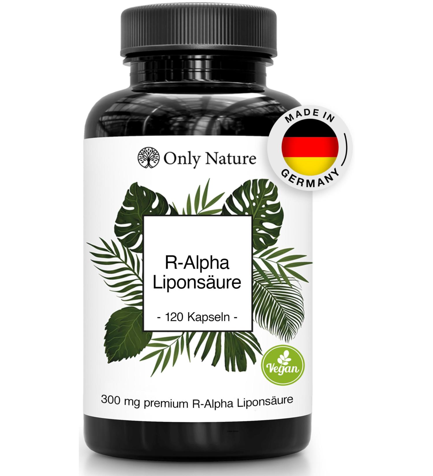 ONLY Nature R Alpha Lipoic Acid 300mg - Vegan Capsules 120 High-Dose Lab-Tested Units Additive-Free Made in Germany - Buy Online on GoSupps.com