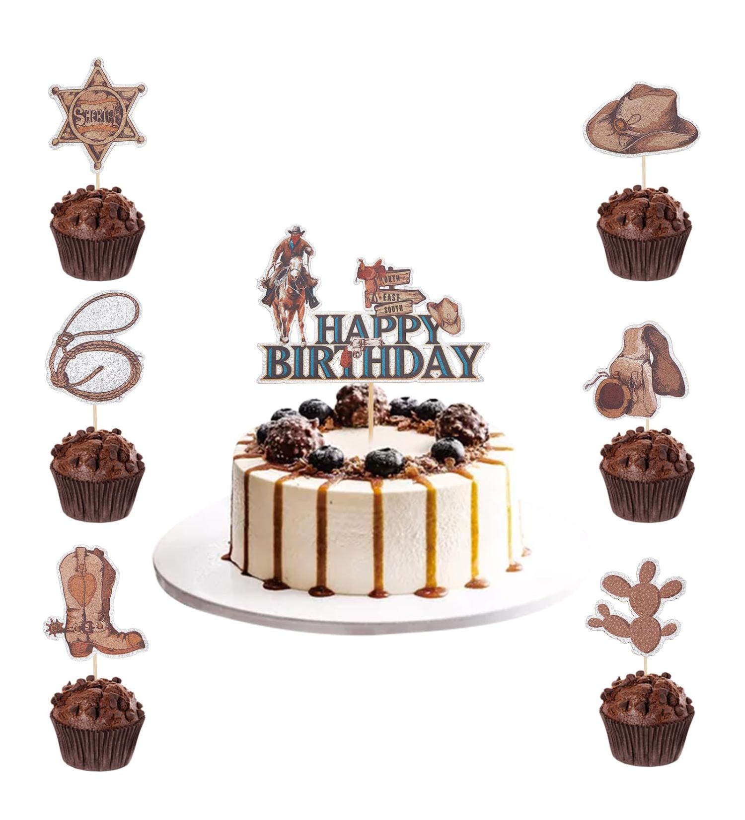 NICENEEDED 31 Pcs Cowboy Cupcake Toppers Glitter Western Rodeo Cupcake Picks Hats Boots Cupcake Picks for Western Party Baby Shower Birthday Party Cake Decorations Supplies - Buy Online on GoSupps.com
