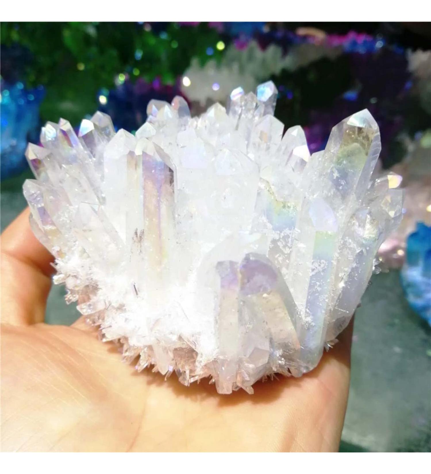 Natural Crystal Rough Natural Crystal Rough Natural White Crystal Cluster Specimen Cluster Stone Ornaments Home Office Decoration 250-350g Crystal Cluster - Buy Online on GoSupps.com