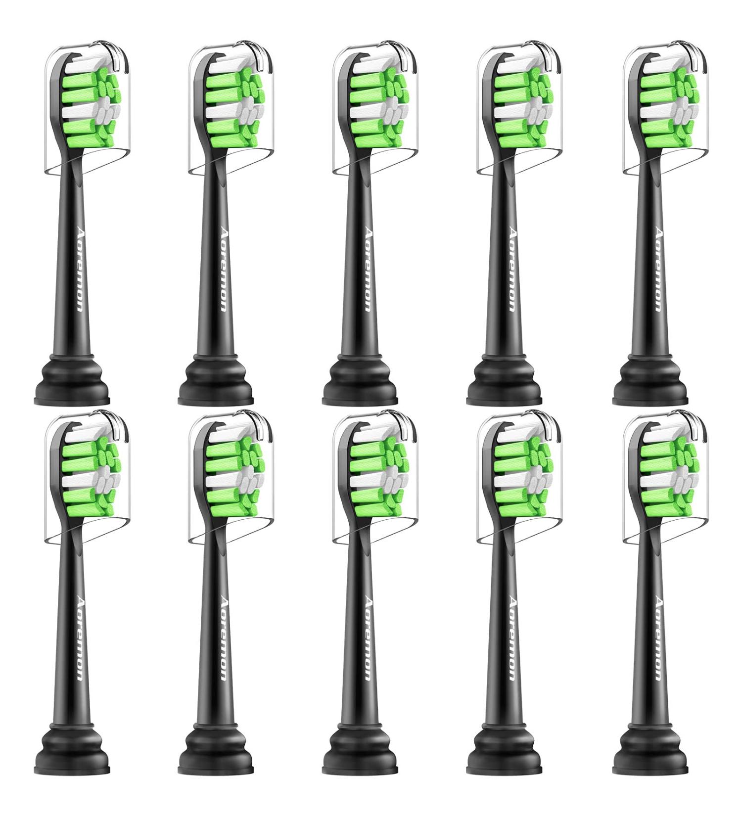 Aoremon Replacement Toothbrush Heads for Philips Sonicare DiamondClean - Black (Pack of 10) - Buy Online on GoSupps.com