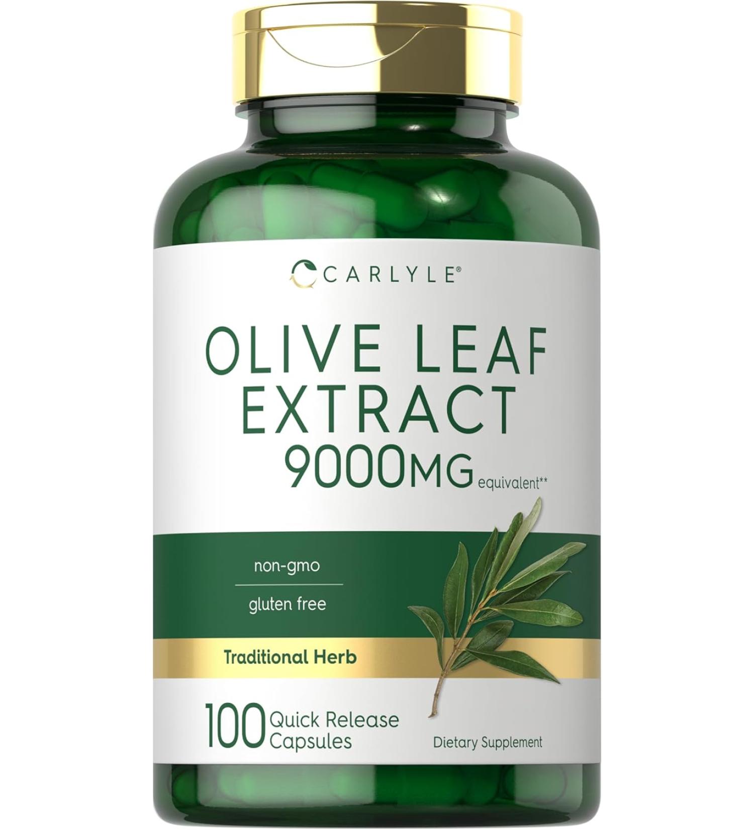 Carlyle Olive Leaf Extract Capsules 9000mg | Non-GMO Gluten Free High Potency | 100 Count | International Shipping Available - Buy Online on GoSupps.com