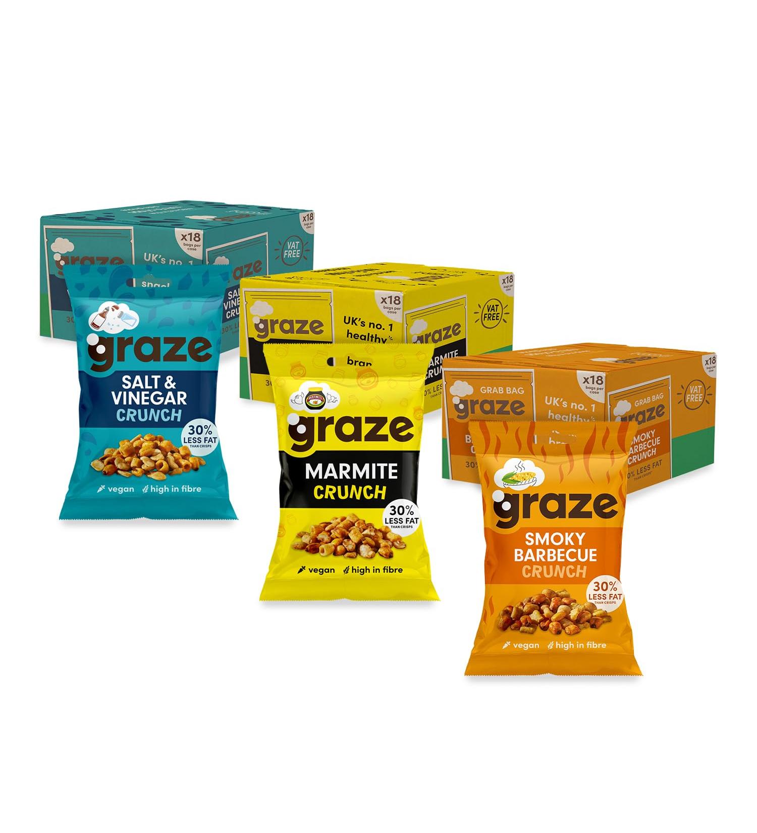 Graze Snacks Variety box - Crunch snacks - Best of all flavors selection box- 30% less fat than crisps - Total of 54 snacks - Buy Online on GoSupps.com