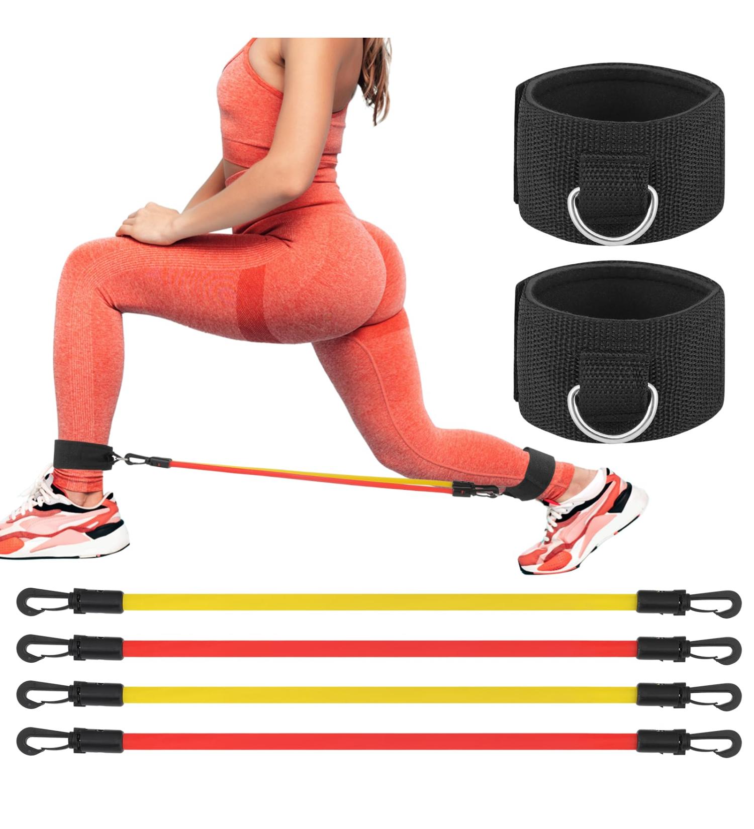 Magshion Ankle Resistance Bands - Adjustable Leg Bands for Women's Hip Fitness Training - 4 Levels of Resistance for Effective Workouts - Buy Online on GoSupps.com